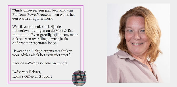 review voor het platform PowerVrouwen Nederland voor vrouwelijke ondernemers