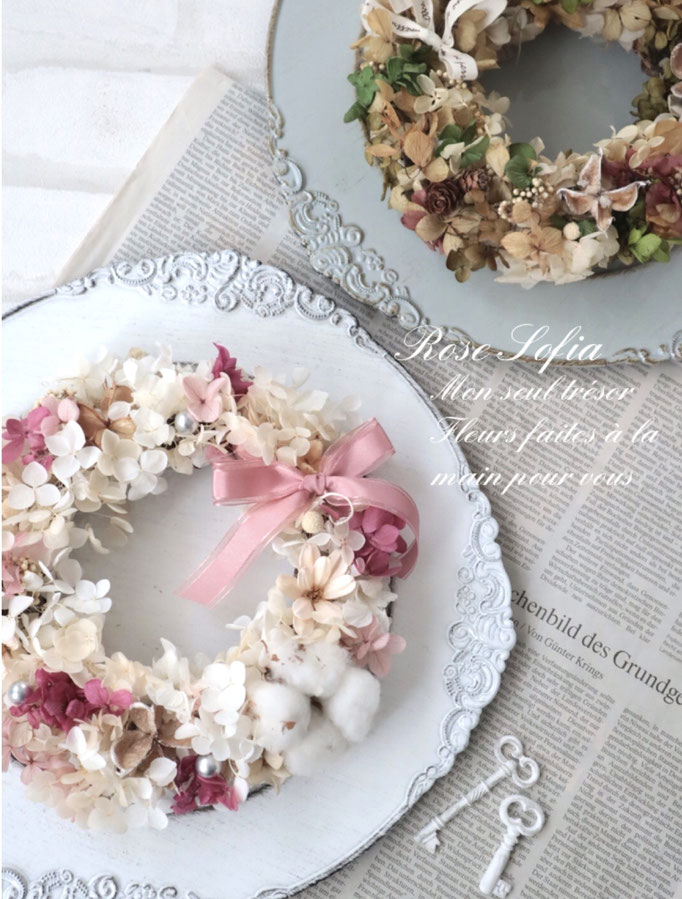 紫陽花リース  19x19  ¥5,000(税込) ※お好きな色で作れます