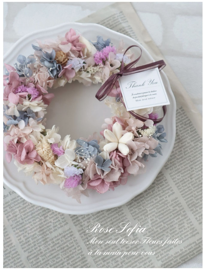 紫陽花のリース 19x19  ¥5,000(税込)