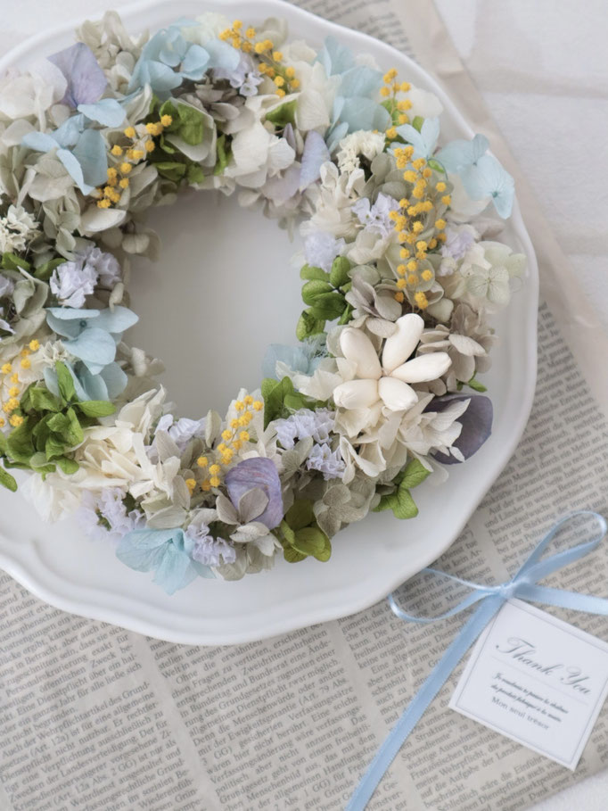 紫陽花のリース 19x19  ¥5,000(税込)