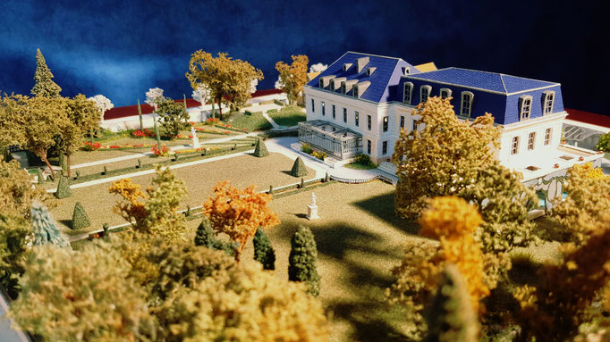 Création du parc de la Villa Trianon: Design  Hervé Arnoul. Maquette du projet  1/200 éme.