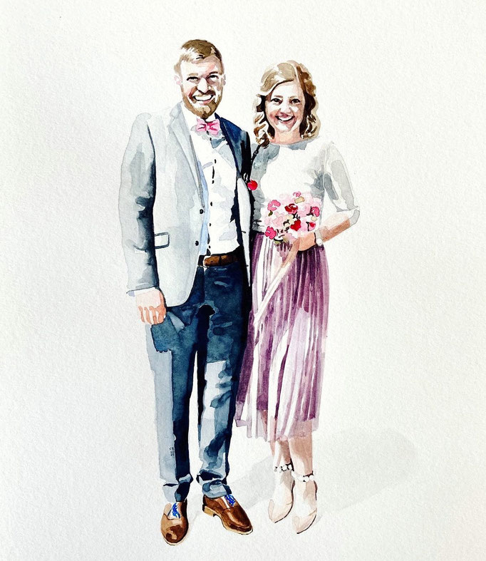 Christina Blaas Hochzeitsgeschenk Auftragsbild Aquarellmalerei Portrait 