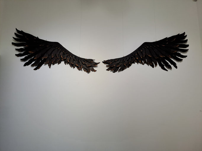 les ailes 124 longeur 1,50 m x 2 Hauteur 50 cm pin calciné