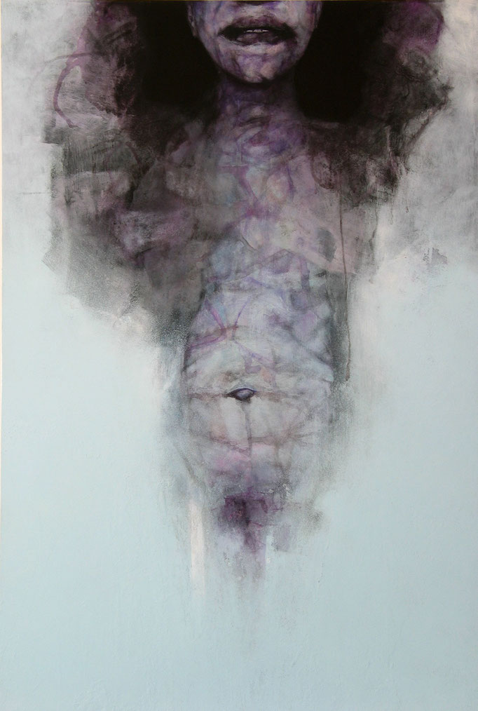 'LAST EXHIBICIONIST'. Spray paint on hardboard. 115 x 75cm. 2010