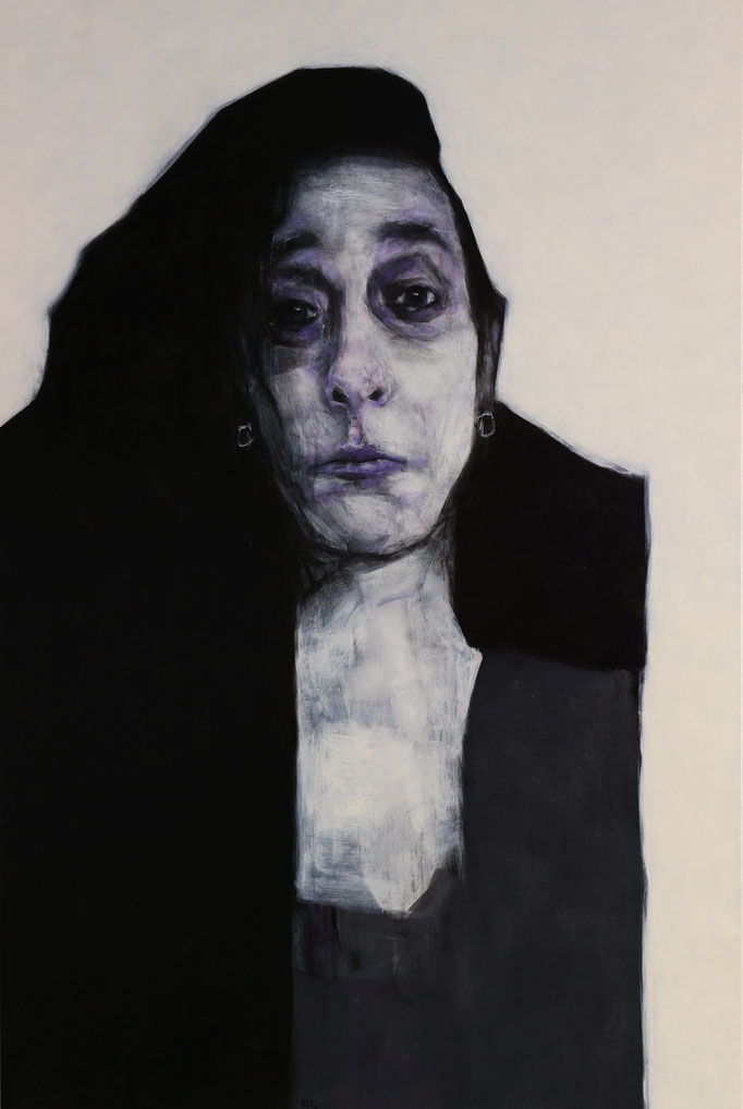 'SERRANA'. Spray paint, marker on canvas. 146 x 97cm. 2019