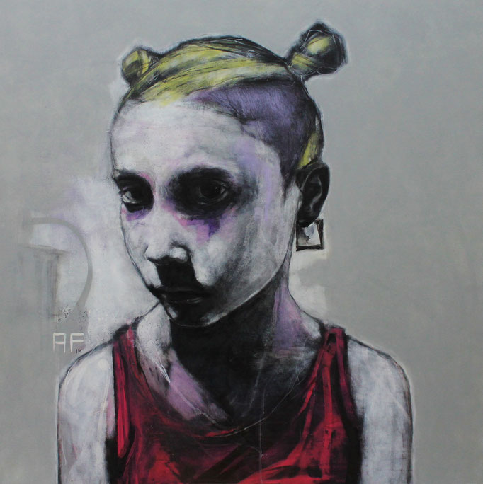 'ZEELOU'. Spray paint, marker on hardboard. 95 x 95cm. 2015