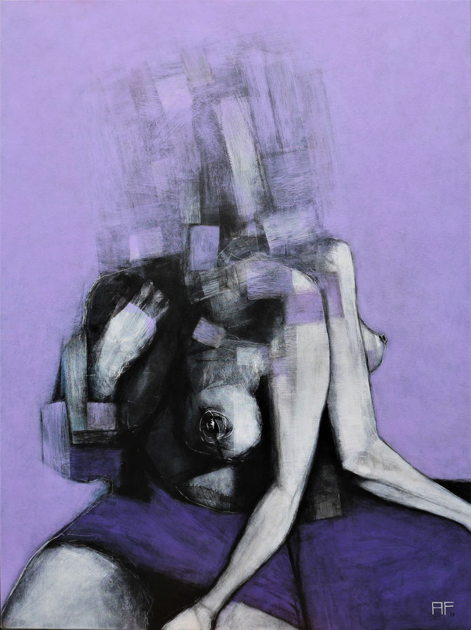 'JULIA'. Spray paint, marker on canvas. 130 x 97cm. 2017