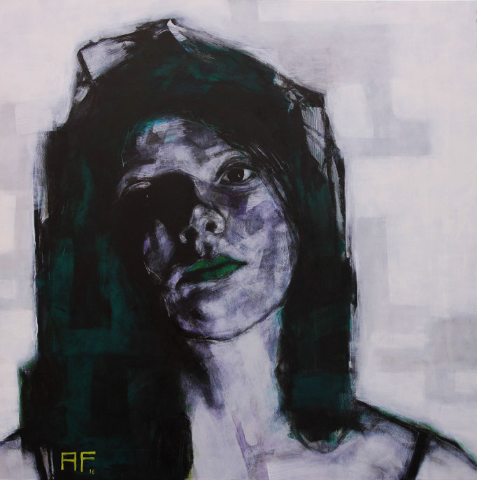 'INESE'. Spray paint on canvas. 100 x 100cm. 2016