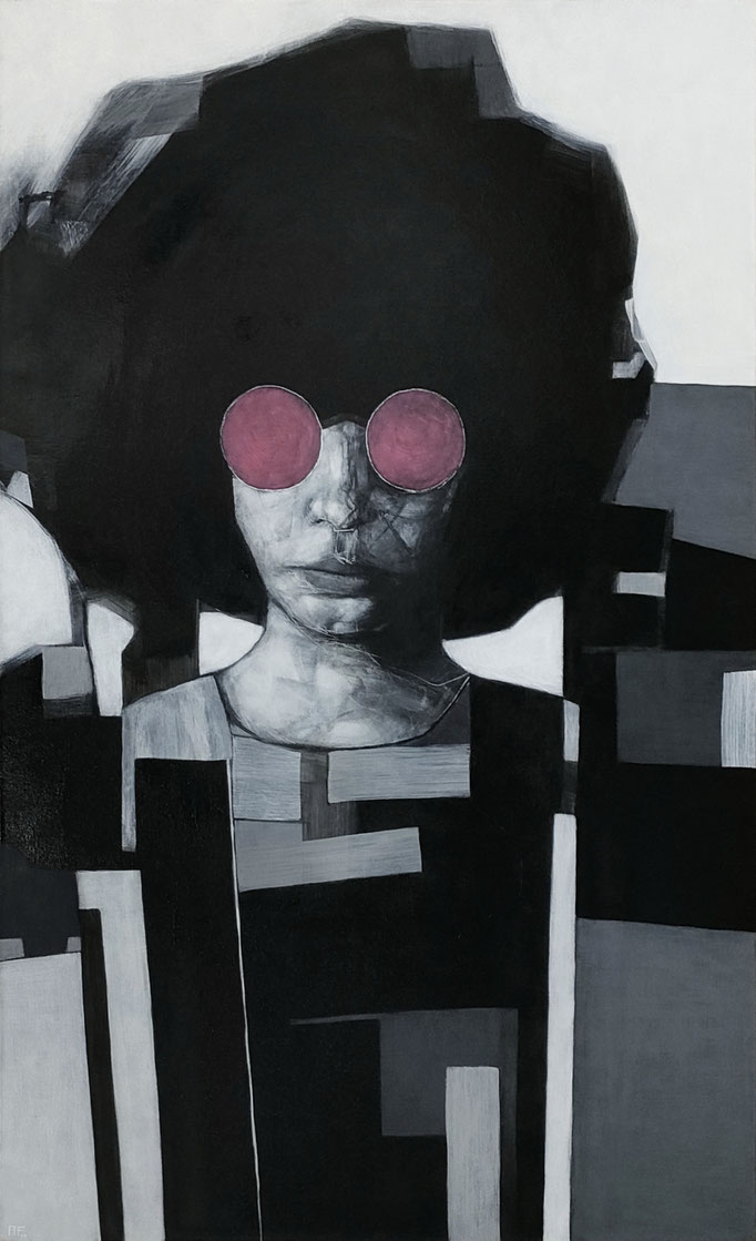 'JULIA'. Spray paint, marker on canvas. 146 x 89 cm. 2022