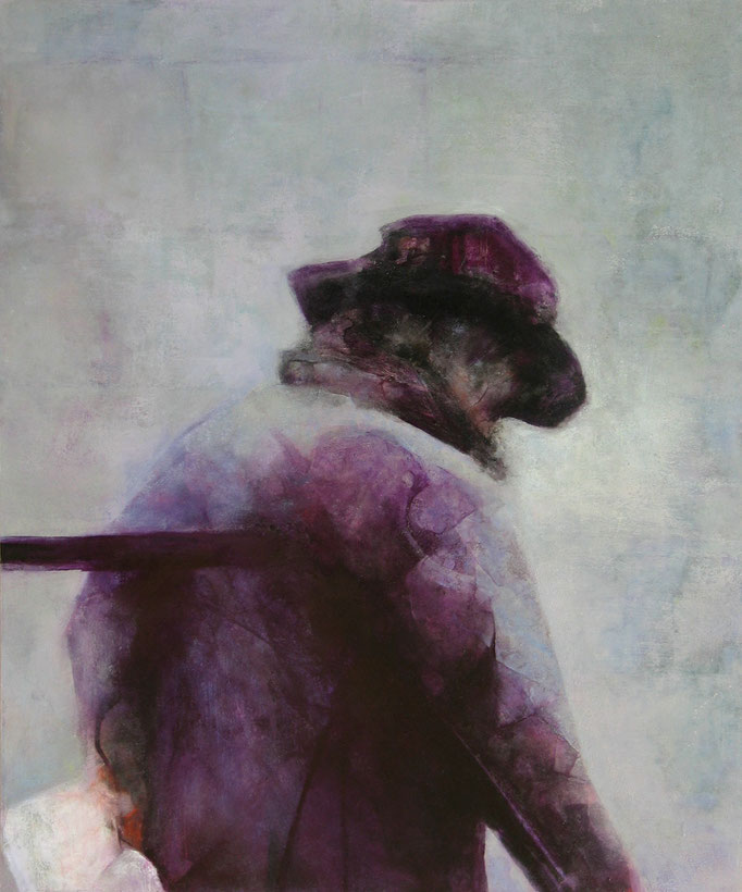 'OLD MAN WITH HAT'. Spray paint on hardboard. 91 x 76cm. 2008
