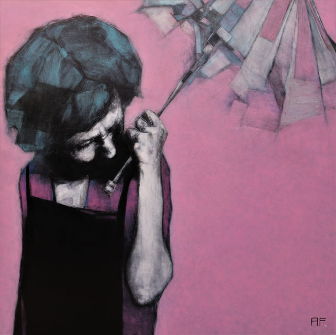 'YVONNE'. Spray paint, marker on canvas. 130 x 130cm. 2017