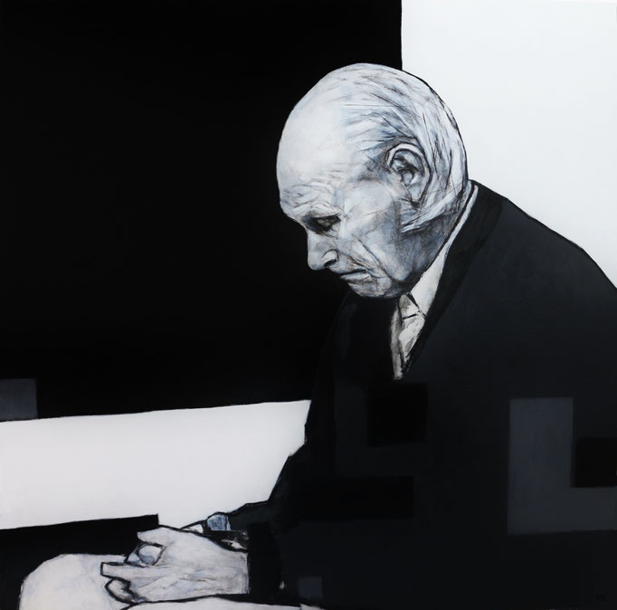 'LA FAMA'. Spray paint, pen on plyboard. 115 x 115cm. 2019
