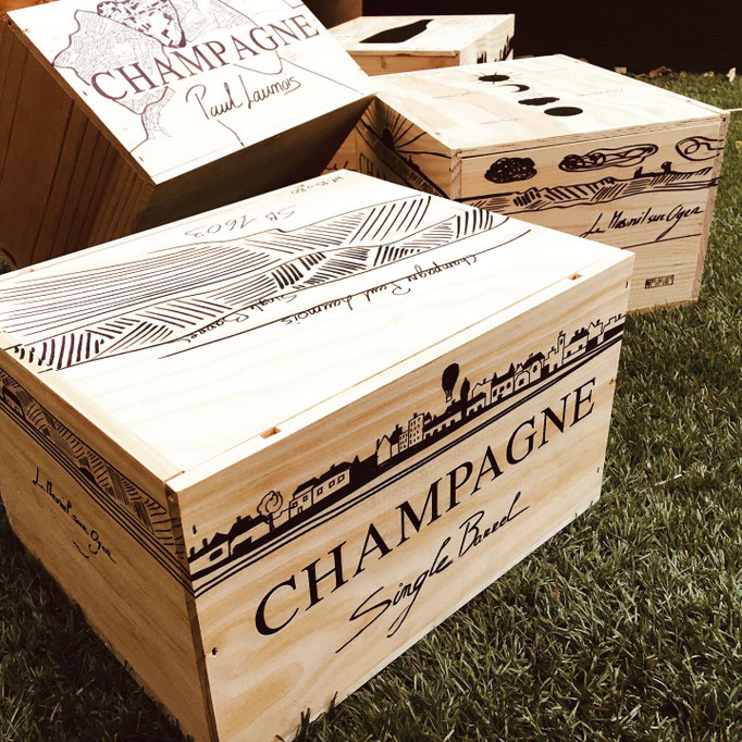 Wooden boxes for Champagne | Champagne Launois Paul @ Le-Mesnil-sur-Oger - Côte des Blancs (proche Épernay)