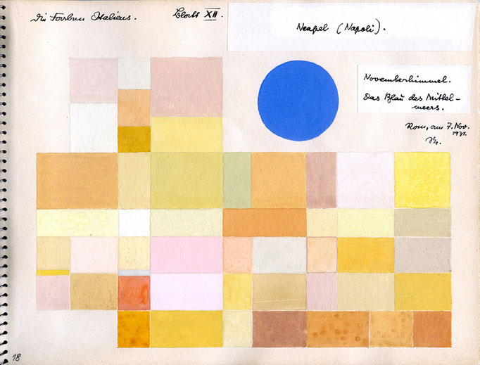 オットー・ネーベル　《ナポリ》『イタリアのカラーアトラス(色彩地図帳)』より、1931年、インク、グアッシュ・紙、