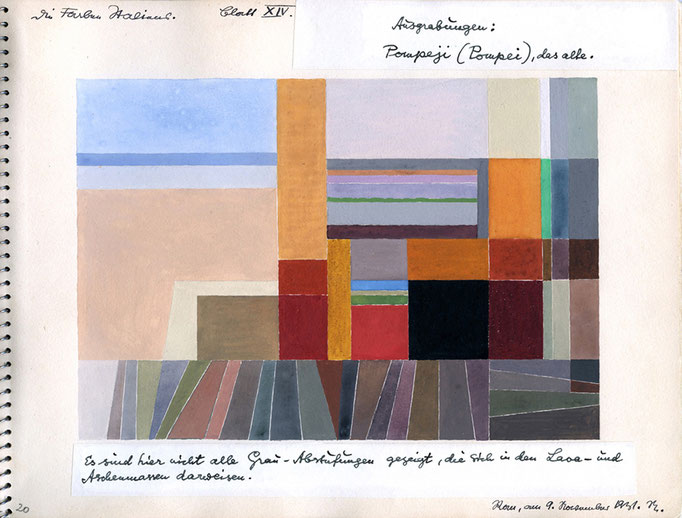 オットー・ネーベル　《ポンペイ》『イタリアのカラーアトラス(色彩地図帳)』より、1931年、インク、グアッシュ・紙
