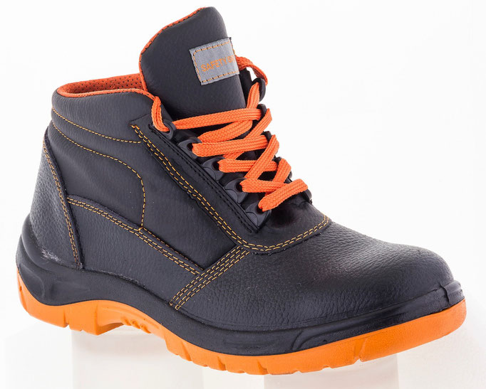 YB 1073 S2 Halbe Boot Schutzklasse S2 SRC nach EN ISO 20345:2011 , Atmungsaktive Leder, Stahlkappe,200 Joule Stoßfest, Antistatische , Rutschfest     Stoßdämpfende Ferse     Pu Sohle     Elektrostatische Entladung