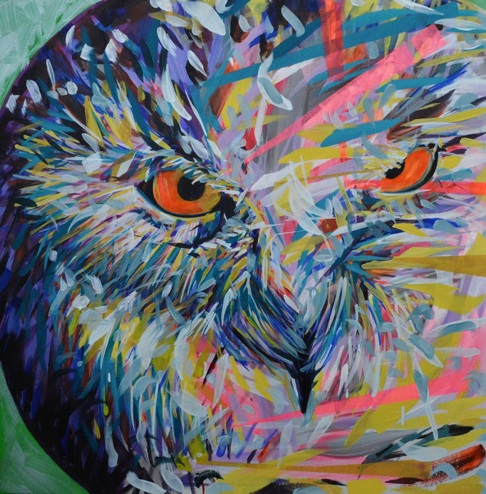 Owllic , 2016 Acrylic on canvas 90 x 90 cm