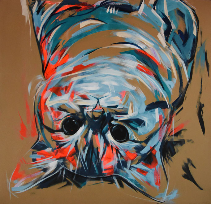 cat nap, Dec 2017, Acrylic on canvas, 90 x 90 cm