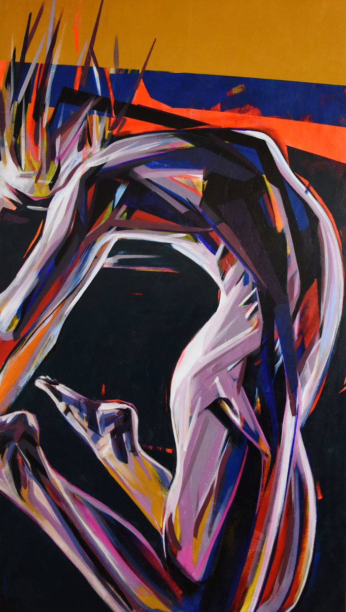 Stretching, August 2017, Acrylic on canvas, 140cm x 80cm