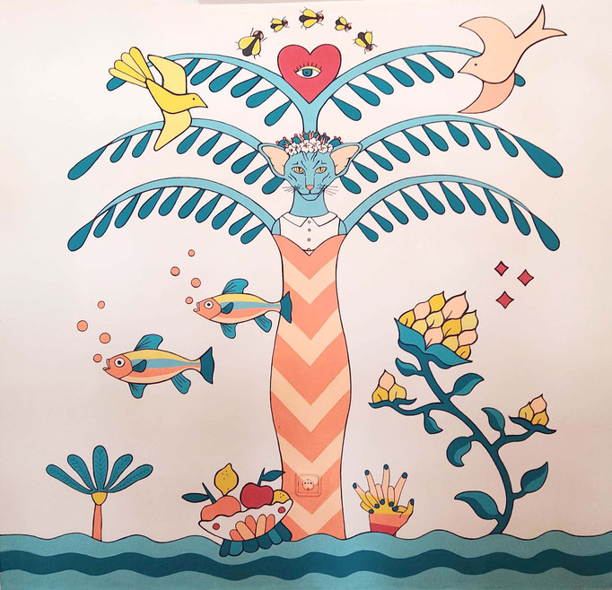 Murales with Marta Fofi Artist for Pepita Ibiza