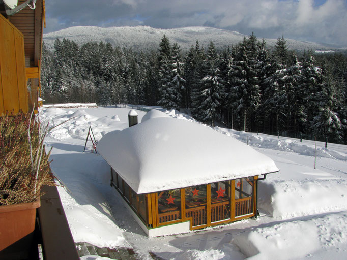 Die Gartenlaube im Winterkleid
