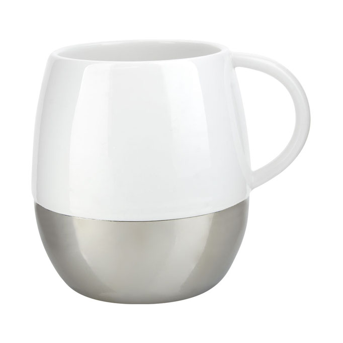 Código TAZ 012 TAZA TAURÉ Incluye caja de regalo. No usar en microondas ni lavavajillas. Material: Porcelana / Acero Inoxidable. Medida: 9 x 10.3 cm. Capacidad: 12 Oz.