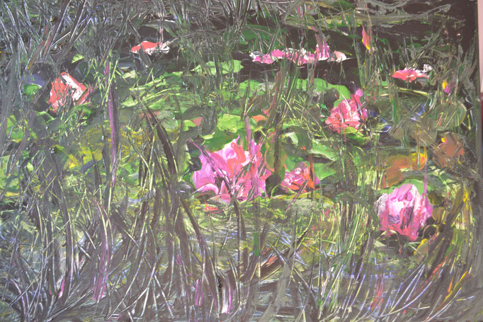 Verwunschener Teich, Acryl auf Leinwand, 70 x 50 cm, Dezember 2021