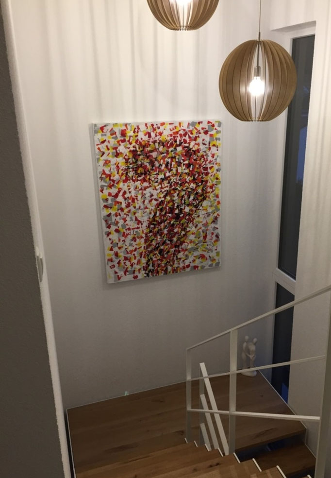 Das Feuer abAstrakte Malerei Gelb Rot Schwarz Serpil Sögüt Kundenfoto München