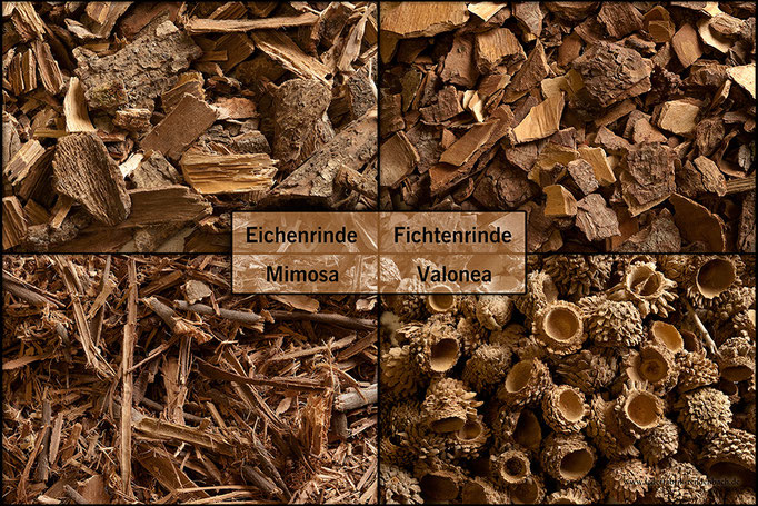 Für die Altgrubengerbung liefert die Natur alle notwendigen Lohebestandteile. Dazu zählen Eichen-, Fichten - und Mimosarinde sowie Valonea-Früchte. Ein wichtiges Merkmal der Altgrubengerbung ist die Herstellung mittels geschroteter Pflanzenteile