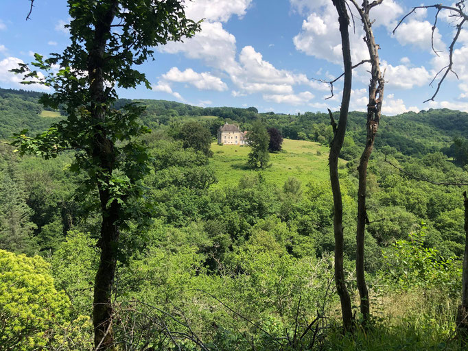 Le château de l'Hermitte (commune d'Augne), de l'autre côté de la vallée de la Vienne.