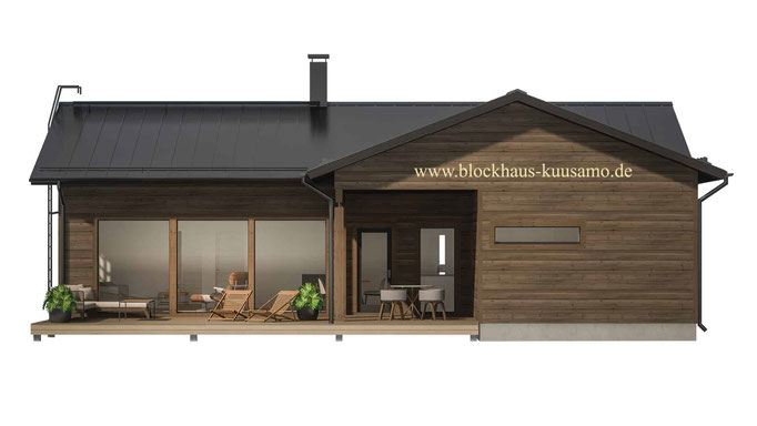 Ansicht des L-Hauses in Blockbauweise - Vorentwurfsplanung -  Entwurfsplanung - Architekt - Bauplanung - Baden-Württemberg