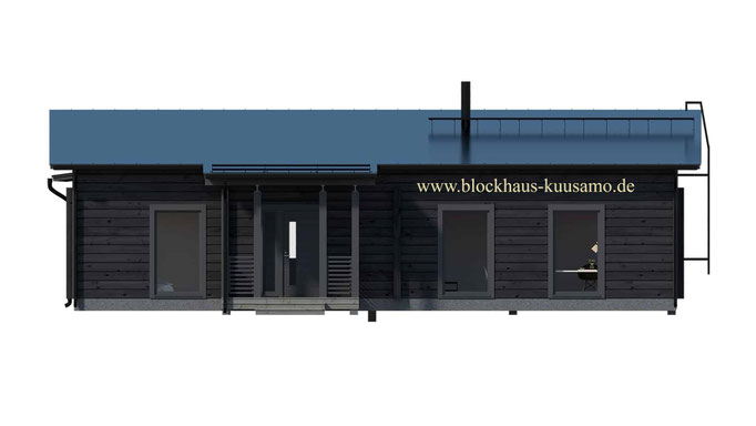 Holzhaus in Blockbauweise - Wohnhaus in L-Form - Ansicht