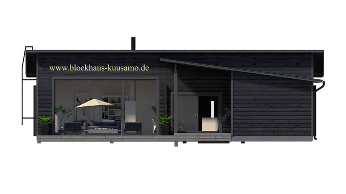 Blockhaus in L-Form - Ansicht