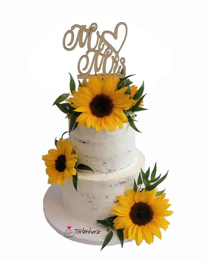 Semi Naked Cake mit Sonnenblumen