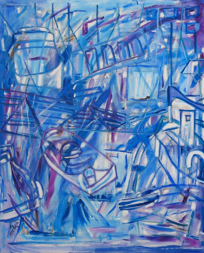 100x81  "Bleues marines" acrylique sur châssis entoilé 2011