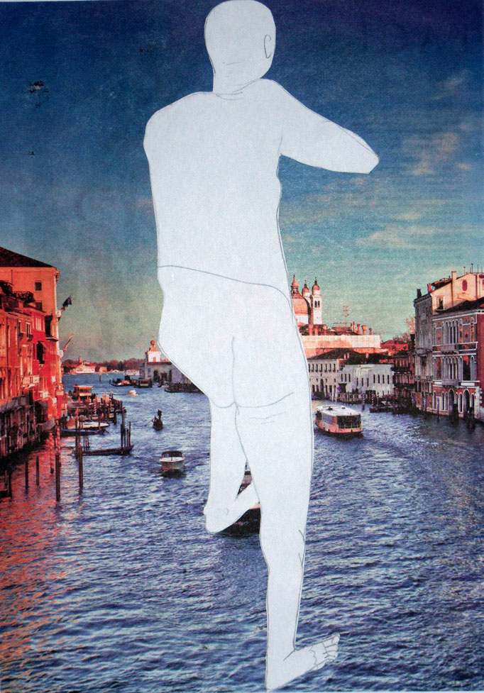 Blick auf Venedig,2013, Collage, Bleistift, 42 X 59 cm