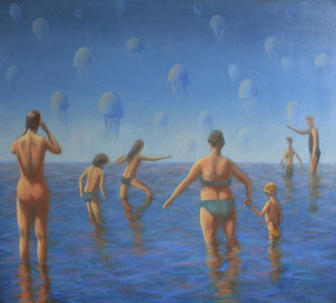 L'invasion des méduses II - Huile sur toile 90x100 cm - 2012