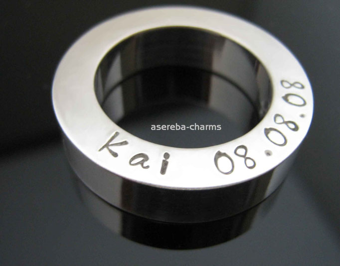Massiver Sterlingsilber-Ring mit Name & Datum z.B. zur Geburt