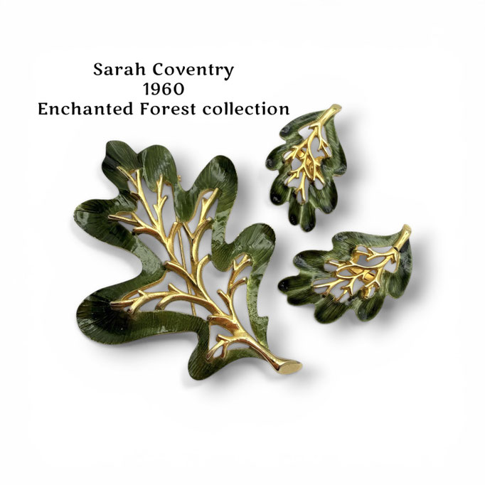 Vintage Sarah Coventry 1967 "ENCHANTED FOREST" Brooch & Earring Demi Parure -art.667/7