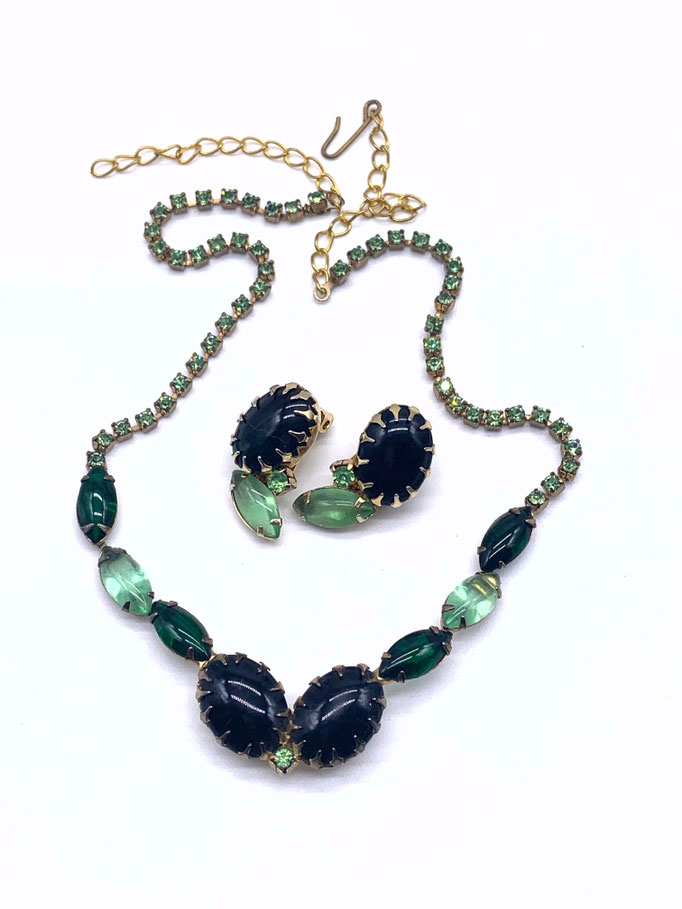 JULIANA D&E Demi Parure Jewelry Set,  Elegance in shades of Green choker necklace and earrings Set - Art.284/4-SOLD