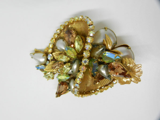 Original By Robert Simulated Pearl and Rhinestone Brooch in amazing multi-dimensional design - rare old find -SOLD OUT