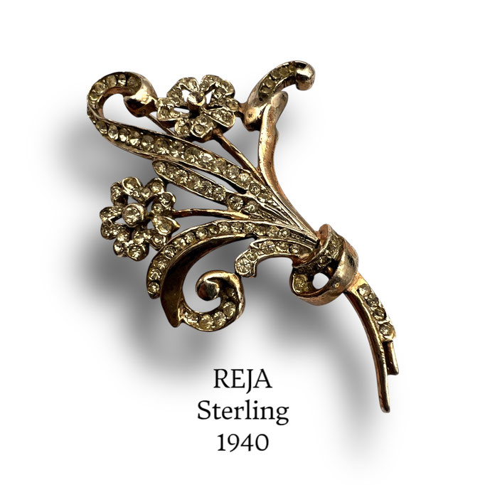 Early REJA Sterling Diamantè Bouquet brooch pin 1940's - rare Reja Brooch - Art.623/7