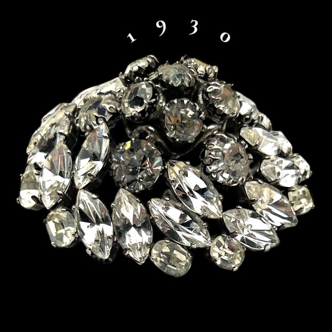Art Deco Diamante hight domed  Rhinestone Brooch-dome design covered with shimmering rhinestone cuts combo-- art.432/7