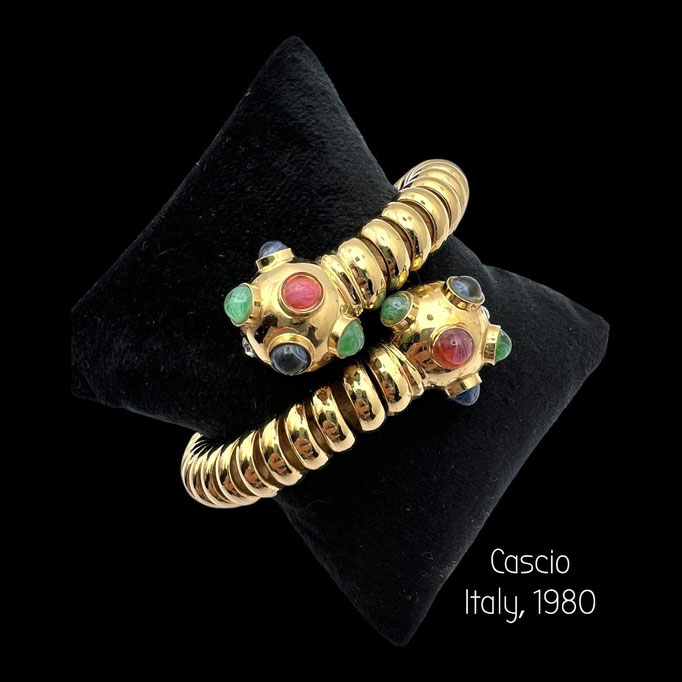 CASCIO Italy Contrarié design Jewels of India Faux Ruby, Emerald, Sapphire Gripoix Cabochon  - Italian luxury for collection-608/7