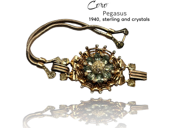 Breathtaking old Coro Sterling Layered flowers bracelet - 1945s Pegasus Coro craft for demanding collector - art.91/7-SOLD