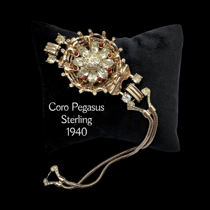 Breathtaking old Coro Sterling Layered flowers  bracelet - 1945s Pegasus Coro craft for demanding collector - art.456/7