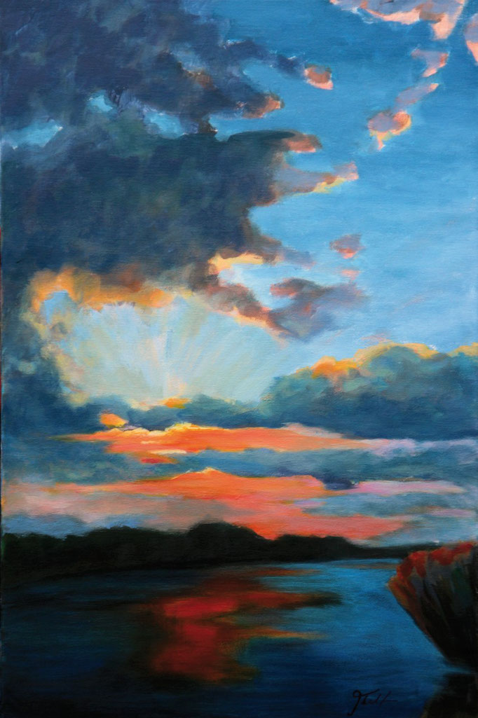 Titel:  Sonnenuntergang 2       Größe:  30/60 cm        Entstehung:  November 2015        Medium: Acryl auf Leinwand