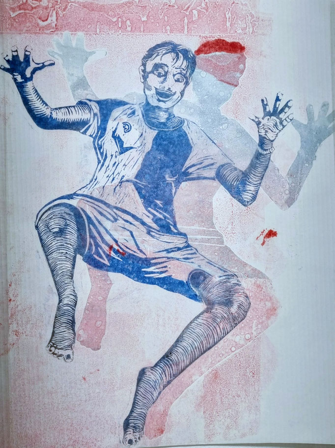 #flügge_Raf, Linolschnitt Monotypie 2026, Öl auf Papier, 45x58cm