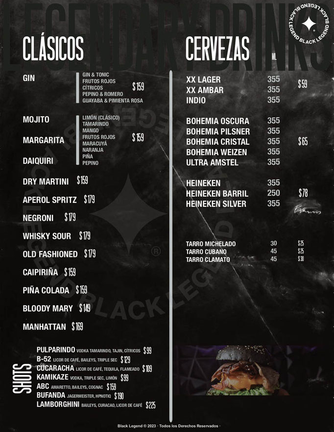 black legend menu, restaurantes de hamburguesas en cdmx, black legend restaurante