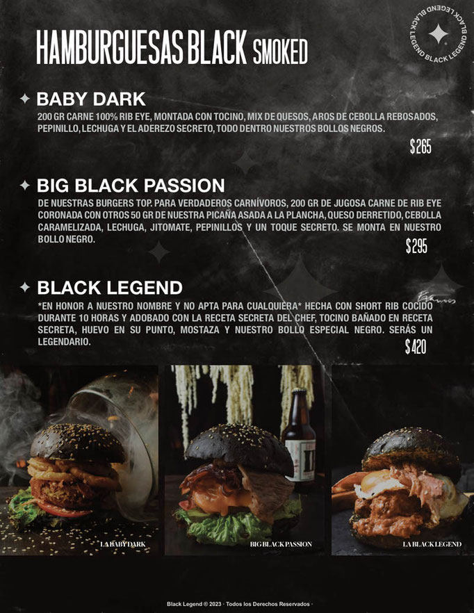 black legend menu, restaurantes de hamburguesas en cdmx, black legend restaurante